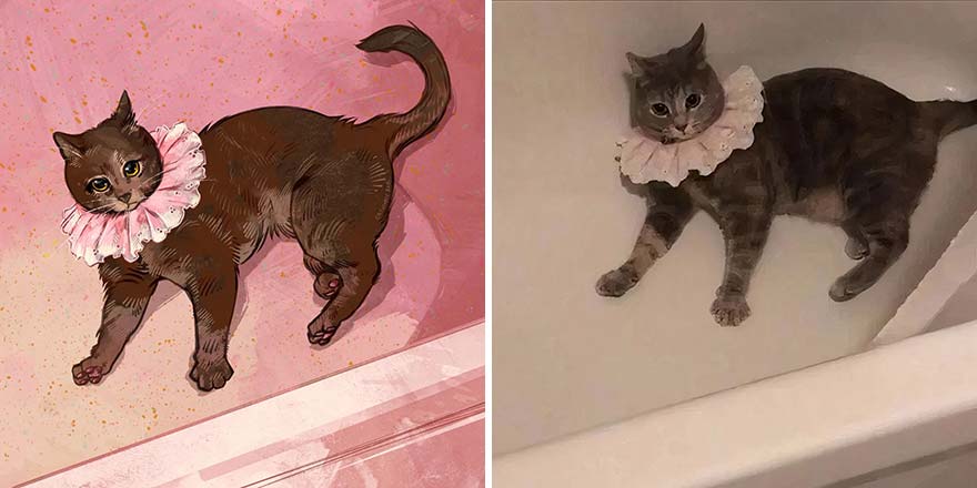 32 photos virales de chats illustrées par cet artiste (nouvelles photos)