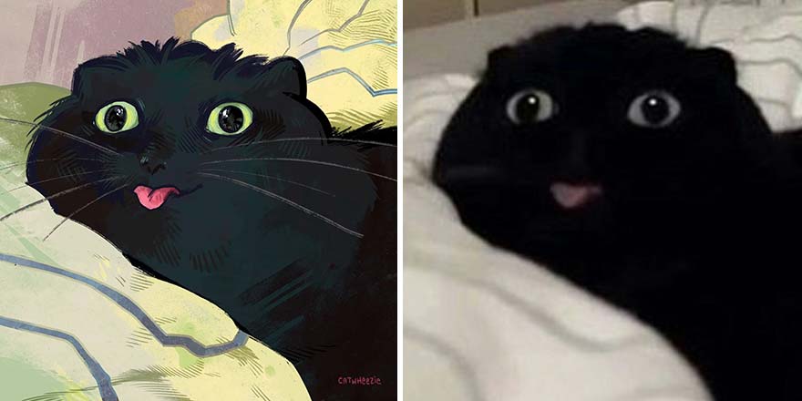 32 photos virales de chats illustrées par cet artiste (nouvelles photos)