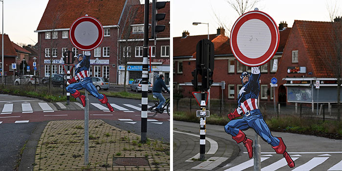 « je fais des interventions pour faire sourire les gens » : 80 interprétations astucieuses des espaces publics par le street art de frankey