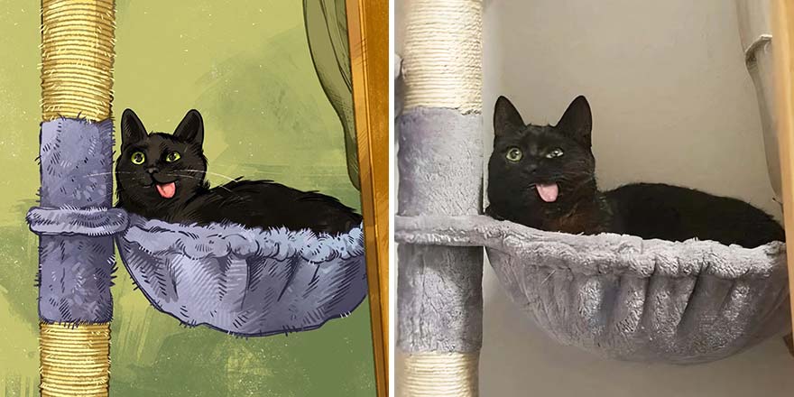 32 photos virales de chats illustrées par cet artiste (nouvelles photos)