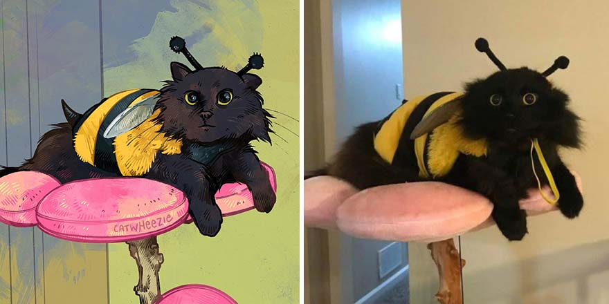 32 photos virales de chats illustrées par cet artiste (nouvelles photos)