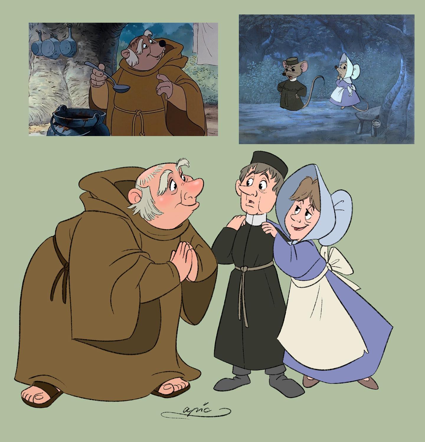 friar tuck, sexton mouse et mother church mouse