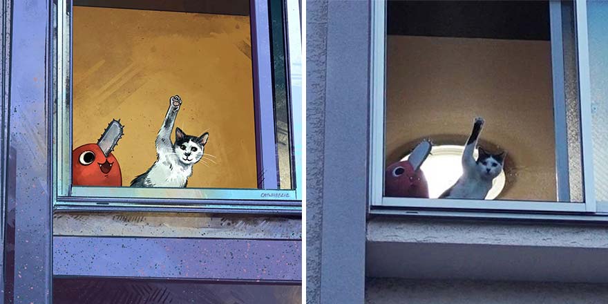 32 photos virales de chats illustrées par cet artiste (nouvelles photos)