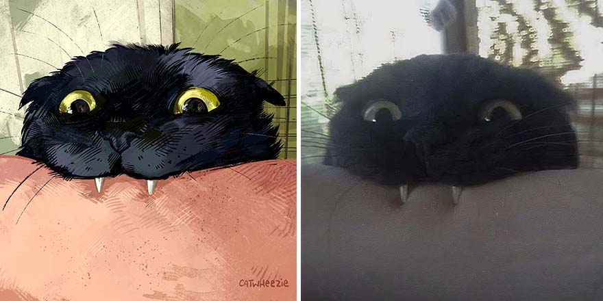 32 photos virales de chats illustrées par cet artiste (nouvelles photos)