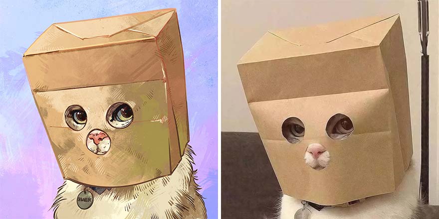 32 photos virales de chats illustrées par cet artiste (nouvelles photos)