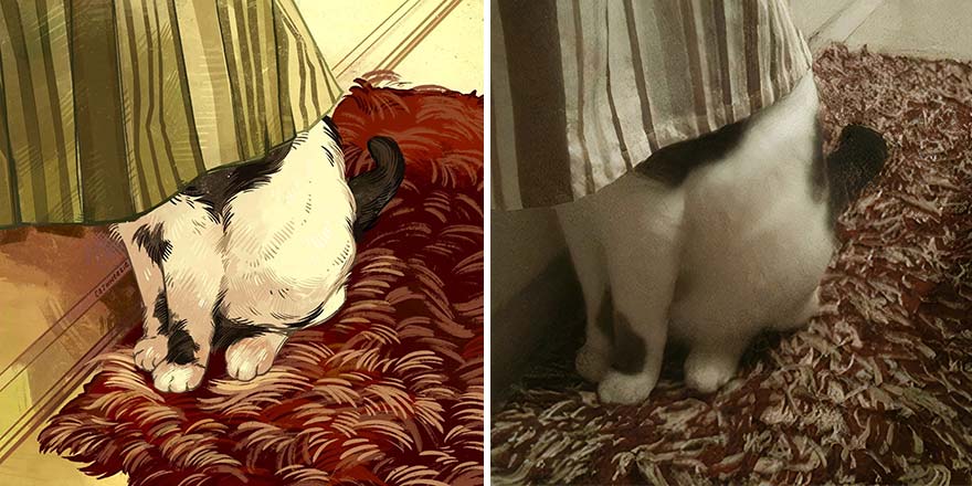 32 photos virales de chats illustrées par cet artiste (nouvelles photos)