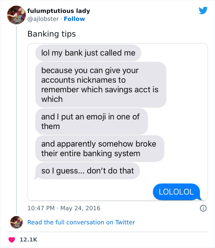 Don’t Put Emojis In Your Bank Account Nicknames