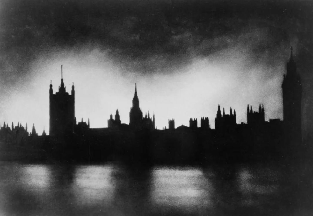 Westminster Silhouetted By The Fires Of The Blitz In London, 1940
