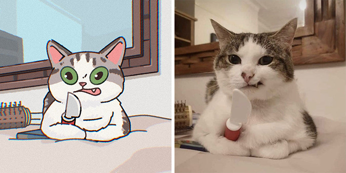 31 Hilarious Cat Pictures Get A Cute Makeover By This Illustrator