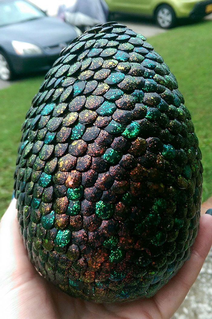 Dragon Egg I Made With Push Pins And Painted With Glitter Polish