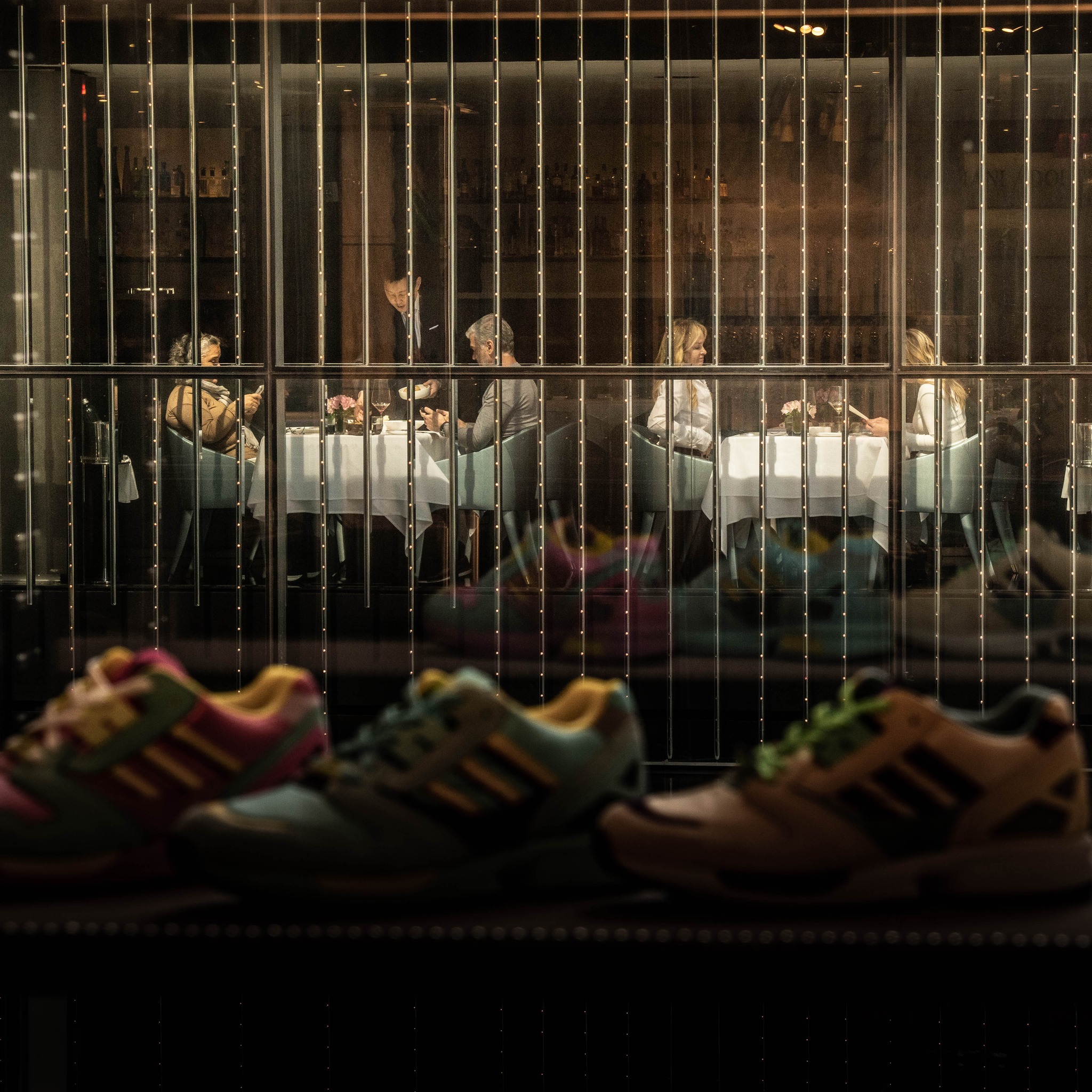 Looking From A Store Into A Restaurant. NYC