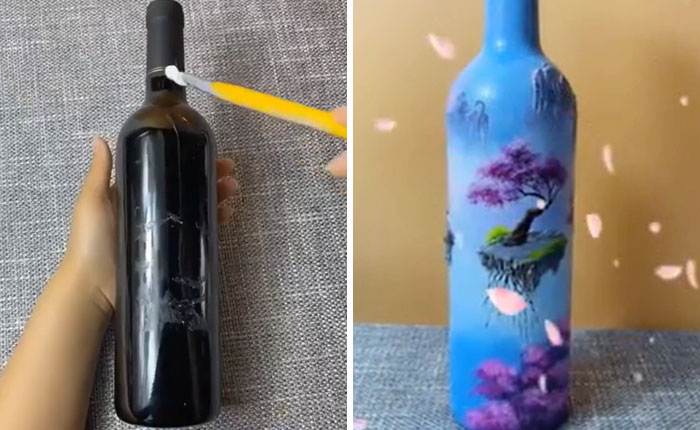 peinture sur une bouteille de vin