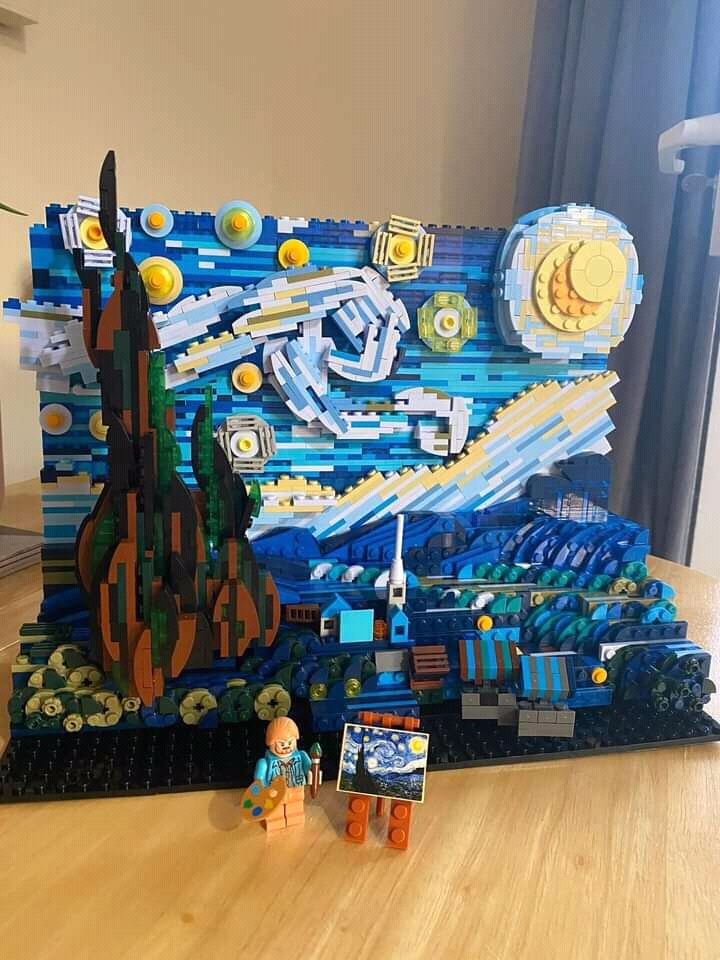 la nuit étoilée de van gogh en lego