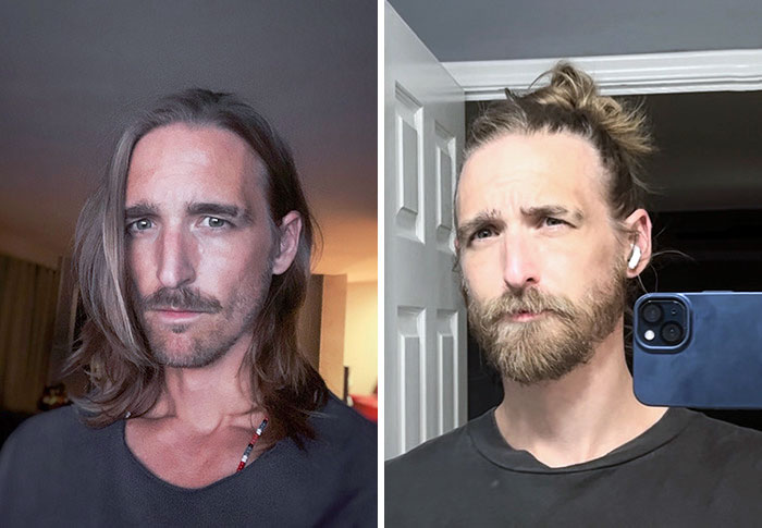 Je ne pensais pas être capable de me faire pousser la barbe, mais je l’ai fait. avant et après