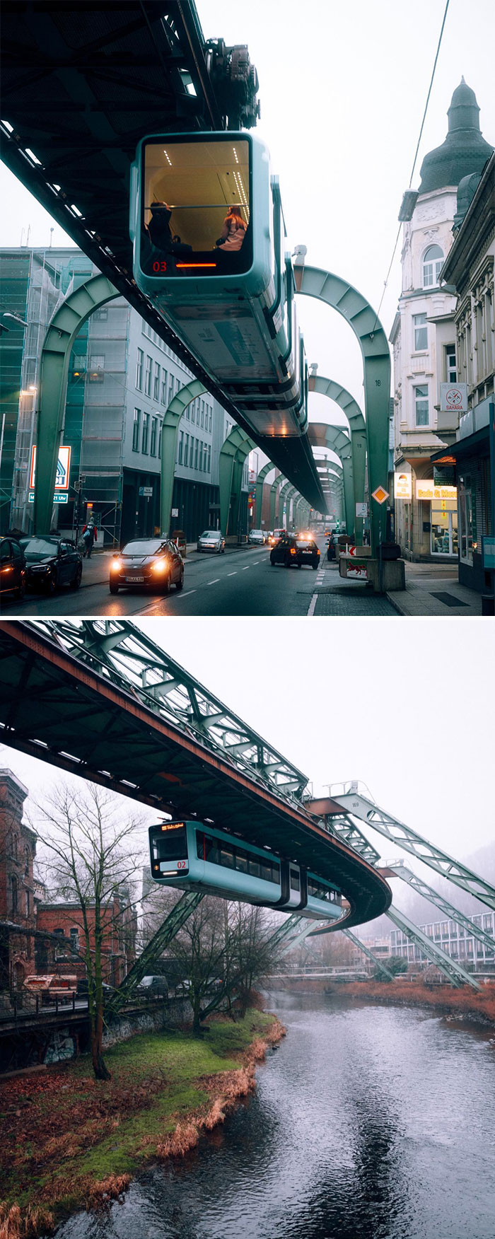 Chemin de fer suspendu (monorail) de Wuppertal, Allemagne