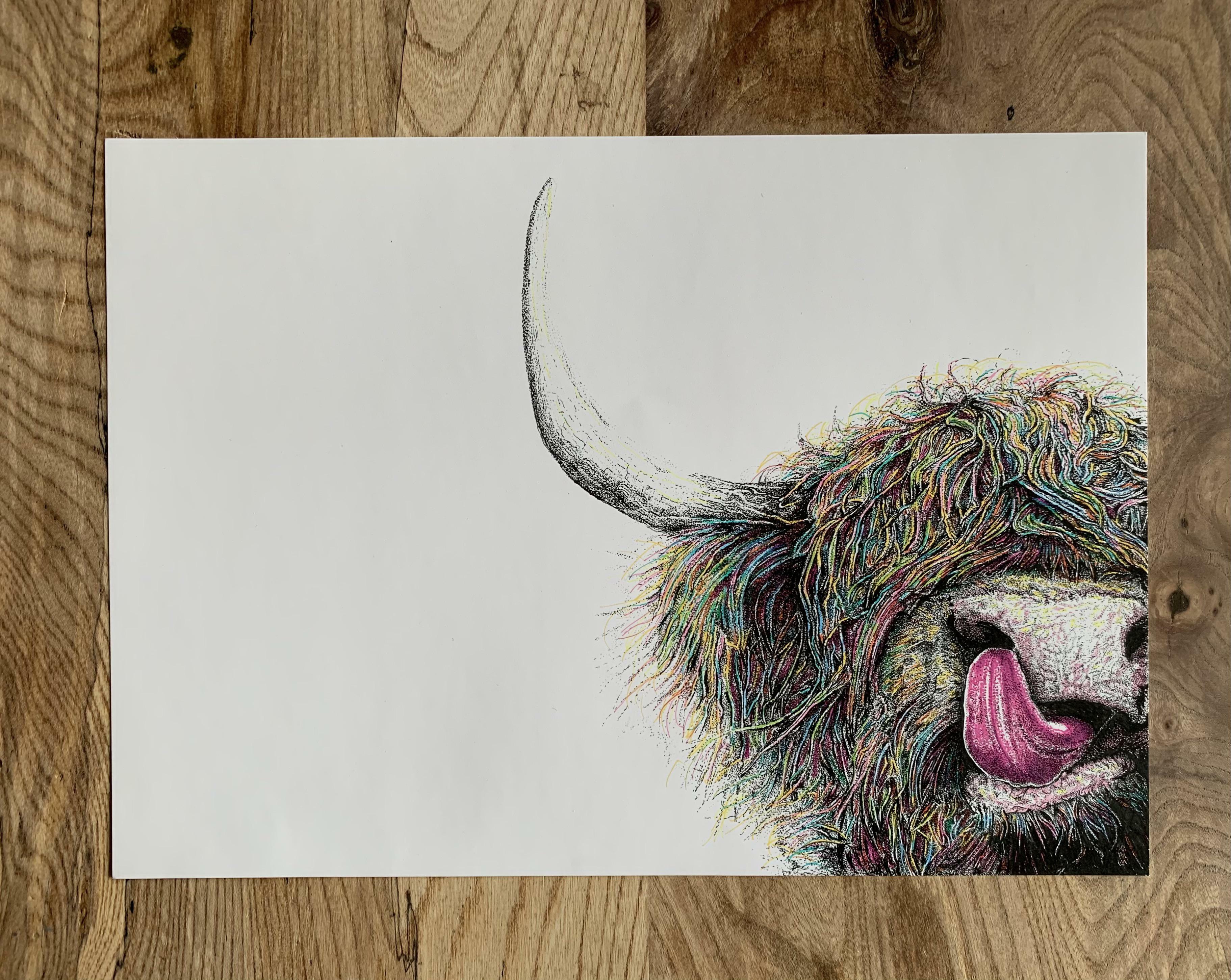 pointillisme multicolore de vache effrontée