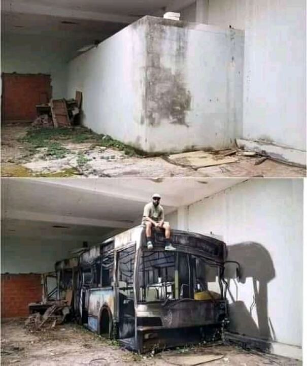 transformer un mur vide en un bus délabré