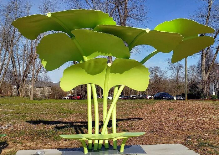 L’abribus artistique d’aujourd’hui est la canopée vert vif des feuilles de ginkgo sur l’avenue du Nord. C’est l’un de mes abribus préférés.