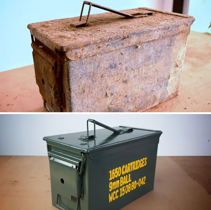 J’ai donné une nouvelle vie à cette boîte de munitions abandonnée, satisfait.