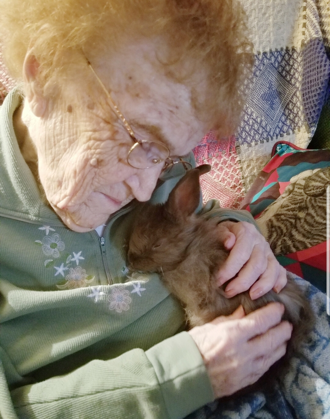 J’ai amené un de mes lapins pour qu’il rencontre mon arrière-grand-mère.