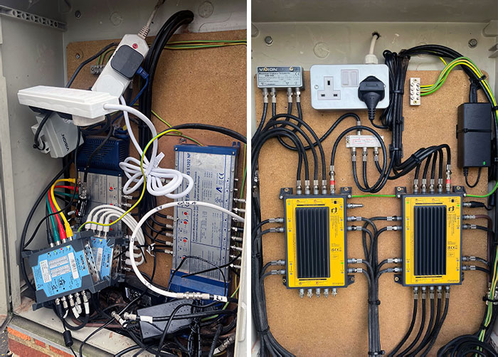 avant et après la boîte d’antenne de mon immeuble