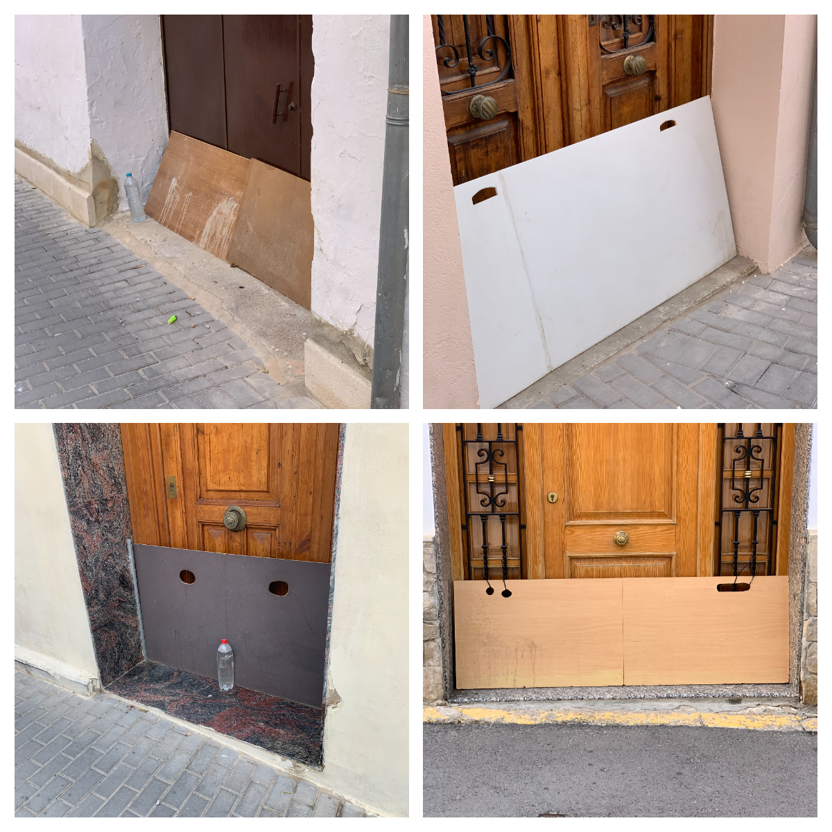Qu’est-ce que c’est que ces planches en bois/plastique devant les portes ? trouvées dans une petite ville espagnole.