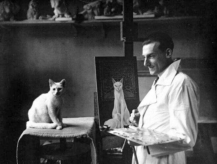 Jacques Lehmann peint son chat