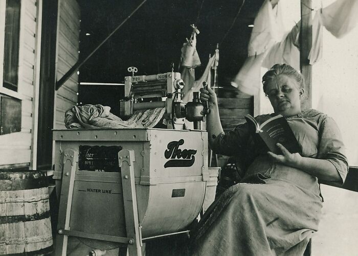 Housewife Doing Laundry Using The First Electric Washing Machine – Eatonville WA (C. 1910)