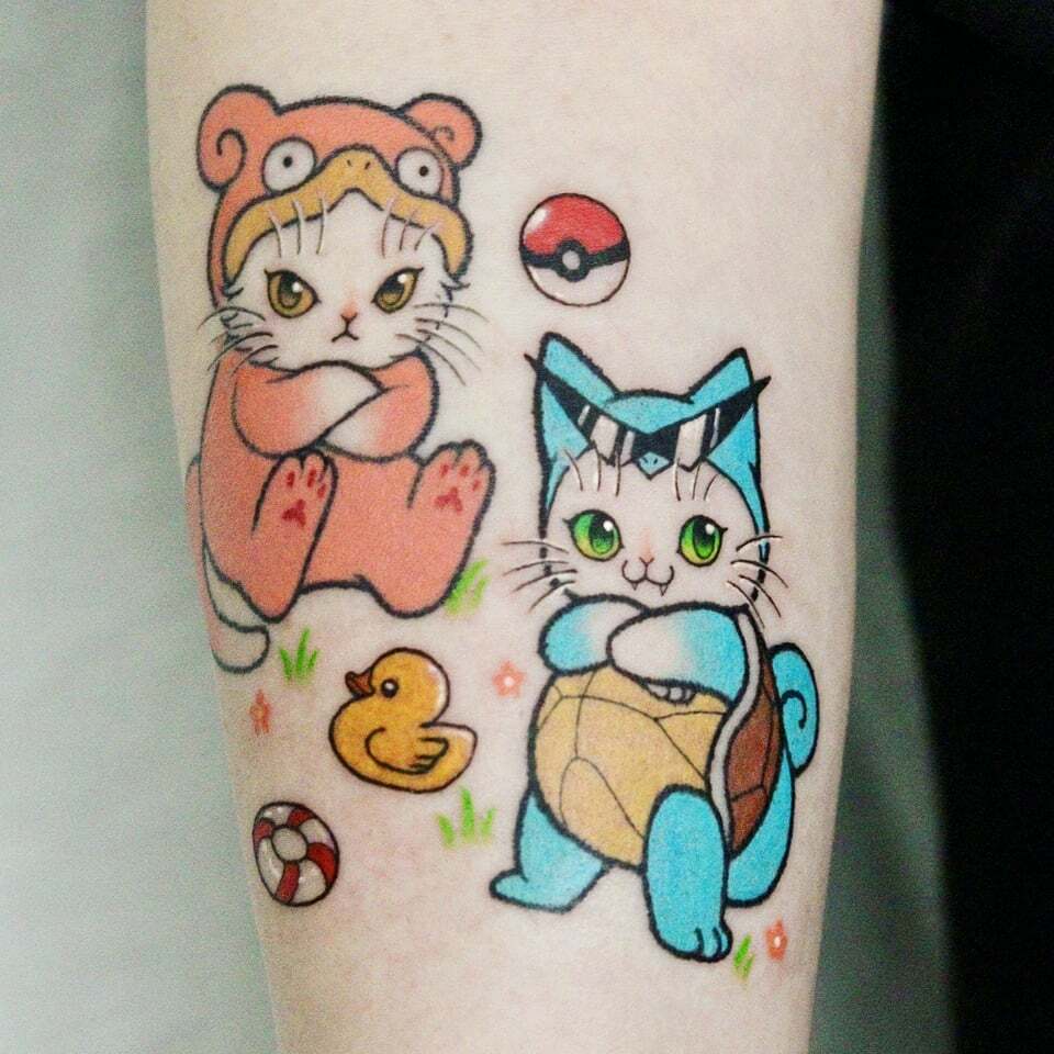 adorables tatouages de chatons pokemon