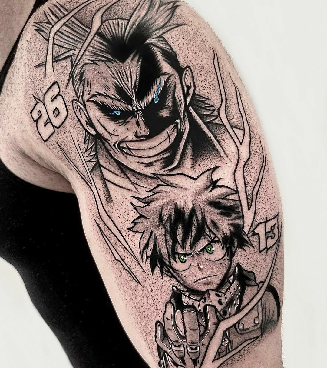 all might & midoriya izuku tattoo from my hero academia