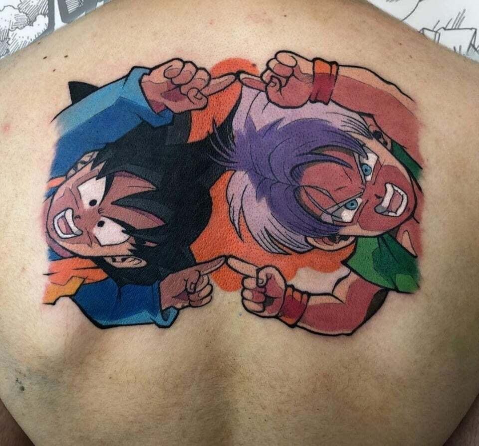 goten et trunks fusion back tattoo