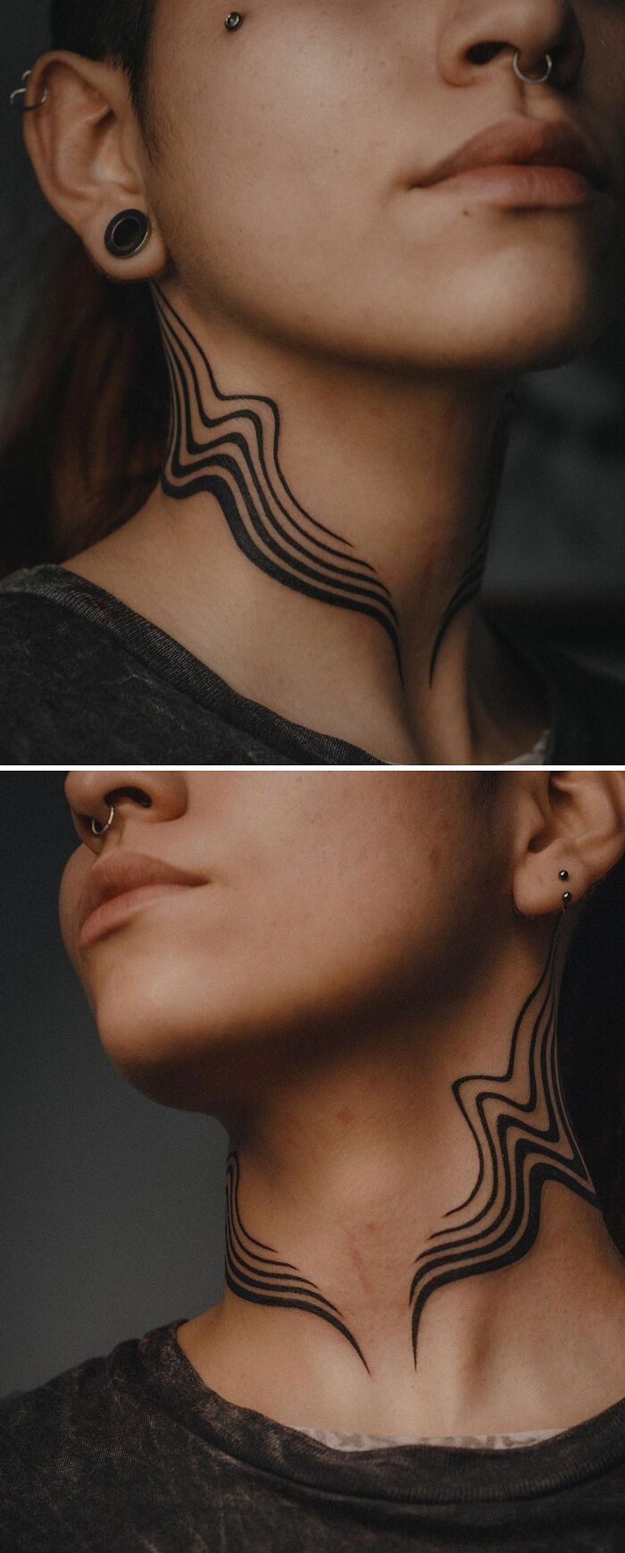 tatouage abstrait pour le cou