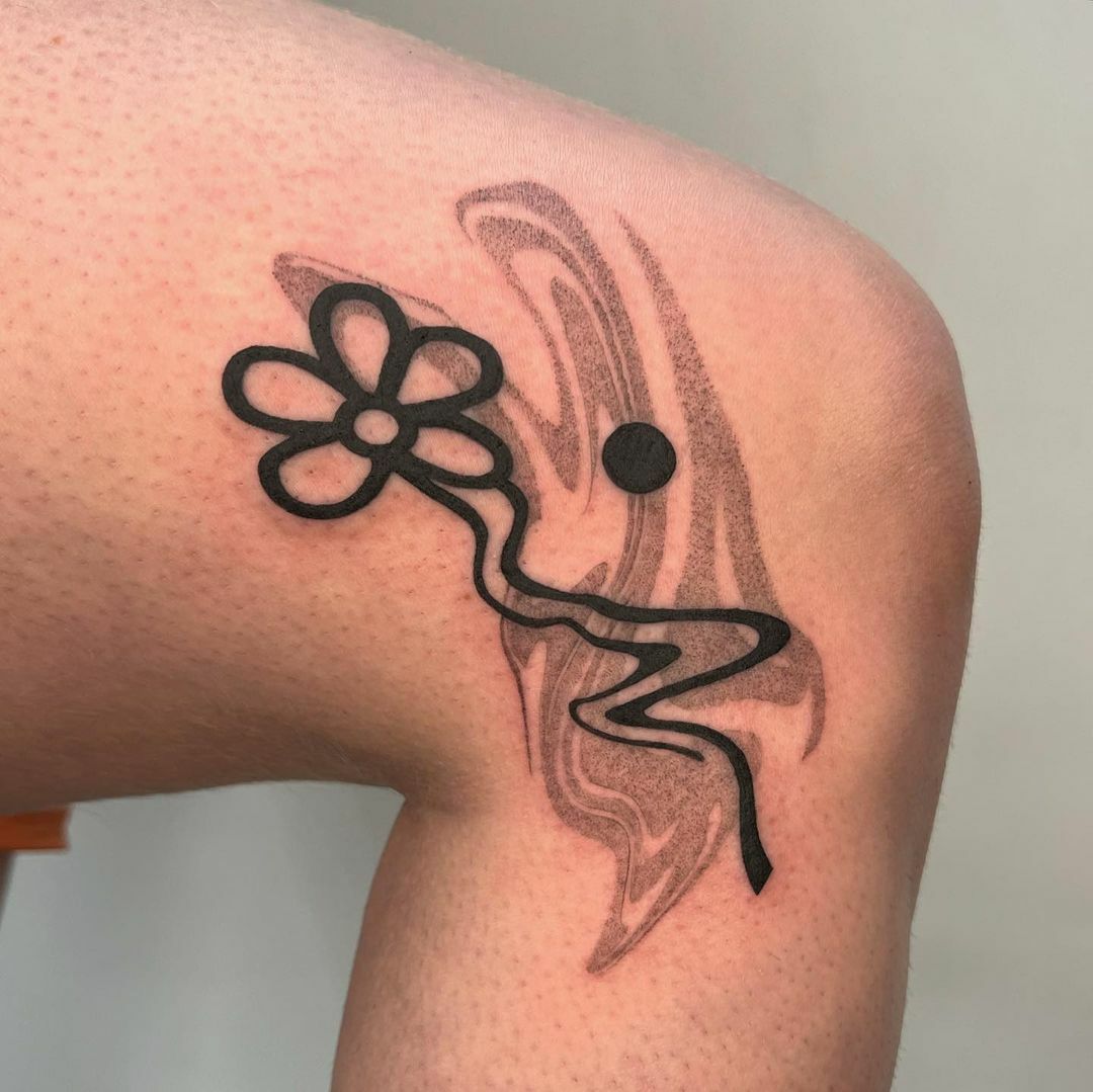 tatouage abstrait de fleurs