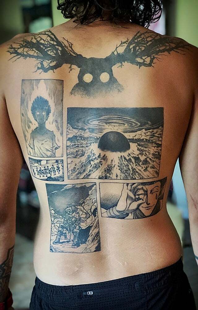 Tatouage d’un morceau de dos d’anime