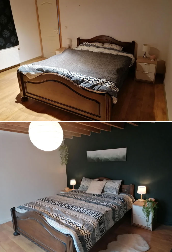 Mise à jour sur la transformation de notre chambre à coucher pendant l’absence de notre petit ami ! Photos avant/après