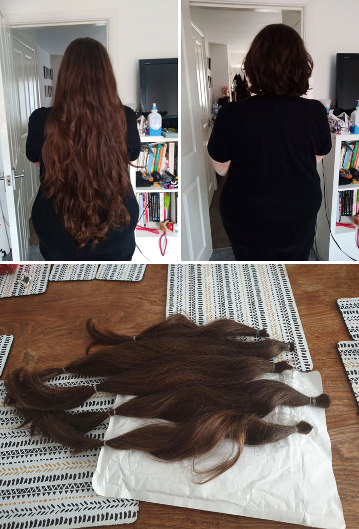 J’ai fait don de mes cheveux aujourd’hui après les avoir laissés pousser pendant 2 ans.
