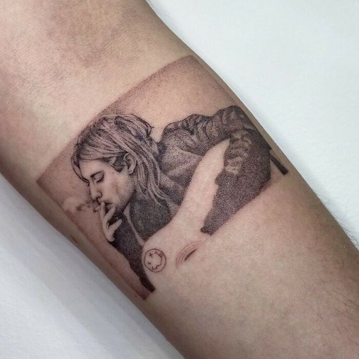 Tatouage réaliste de Kurt Cobain