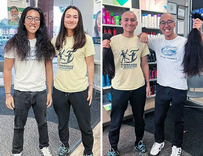 Anghelo et Takuma sont amis et étudiants à l’université de Floride. Ils ont décidé de faire don de leurs cheveux ensemble pour une bonne cause.