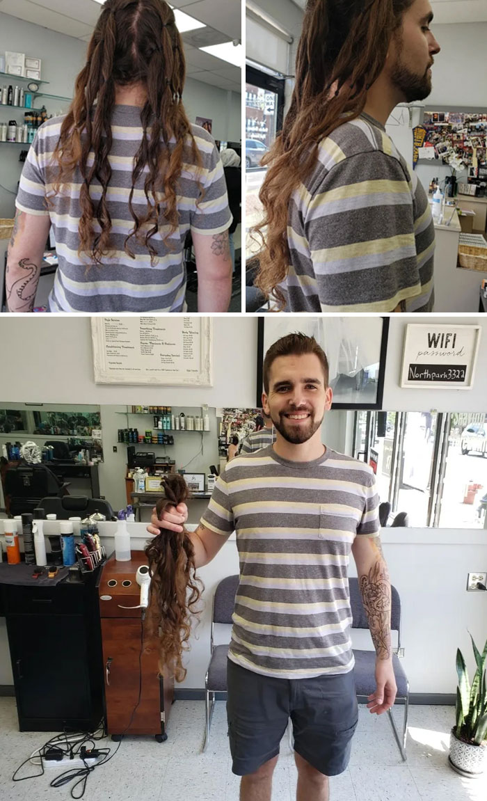 J’ai fait don de mes cheveux à l’association « Wigs For Kids » après les avoir cultivés pendant quatre ans.