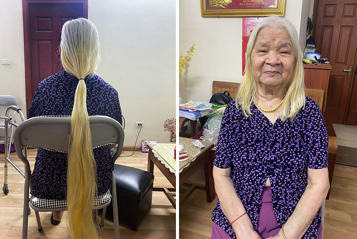 Cette grand-mère de 93 ans a fait don de ses précieux cheveux à une patiente atteinte d’un cancer.