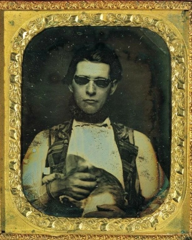 Portrait au daguerréotype d’une personne aveugle datant du milieu du 19e siècle