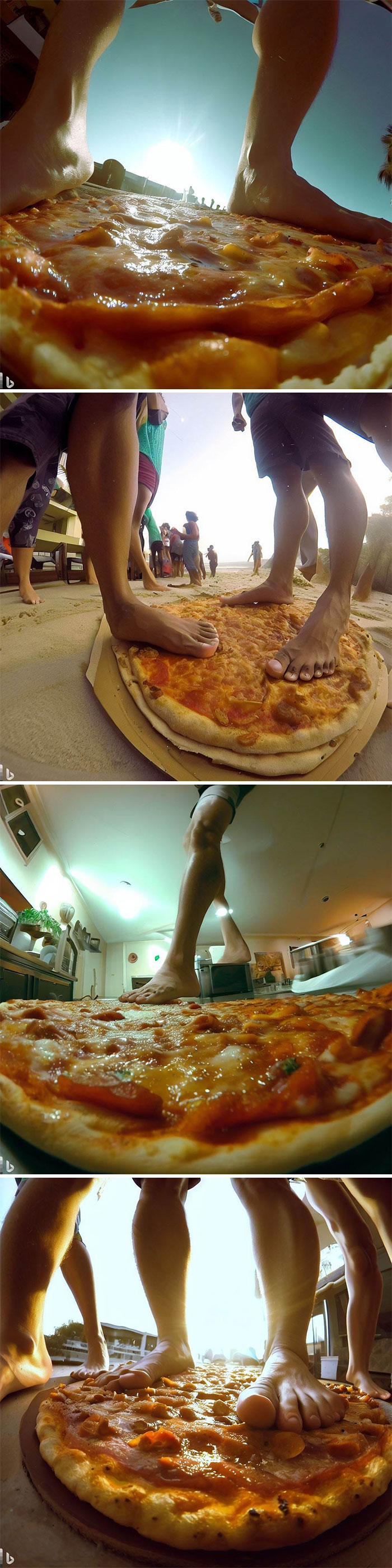 Gopro Footage Of People Standing Barefoot On Pizza (Des gens debout pieds nus sur une pizza)