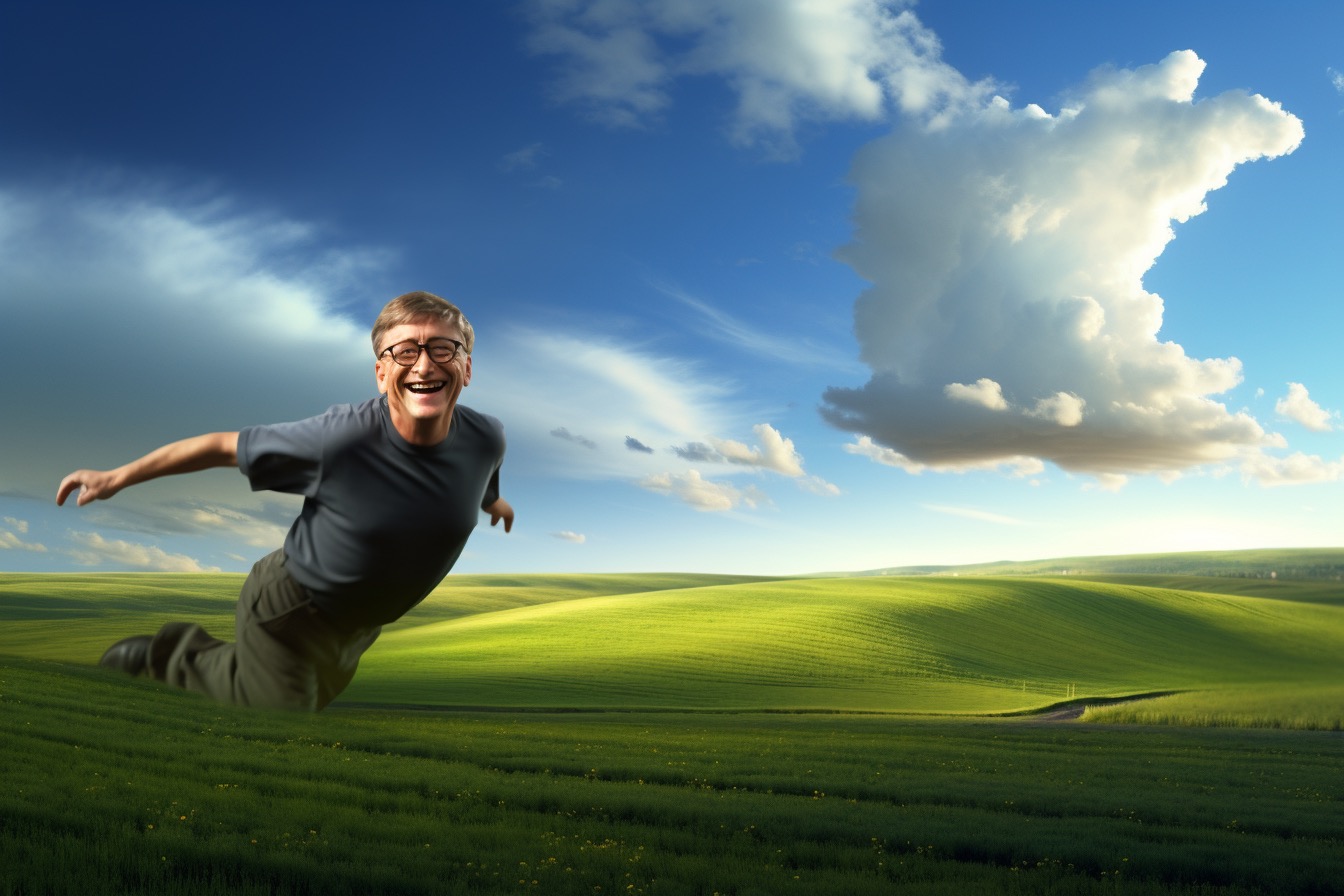 Bill Gates s’amuse dans Windows Xp Wallpaper