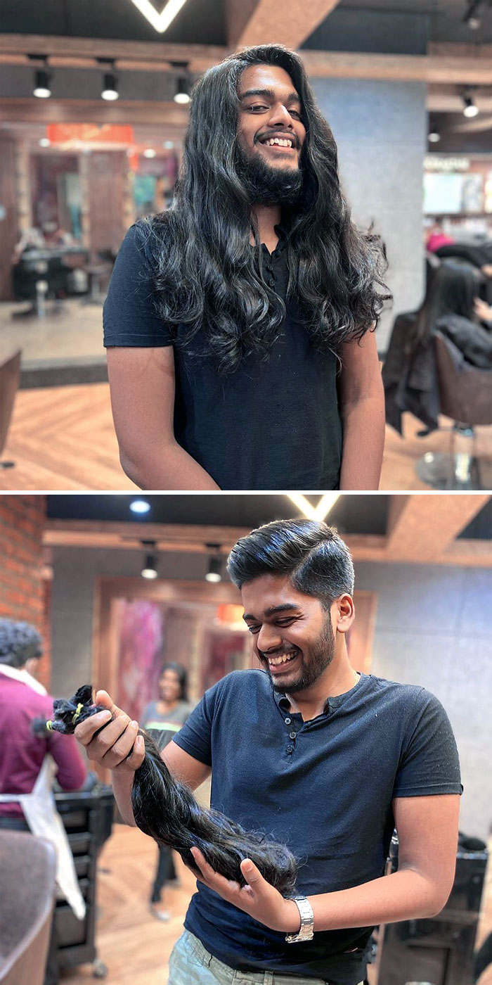 Avant et après le don de mes cheveux
