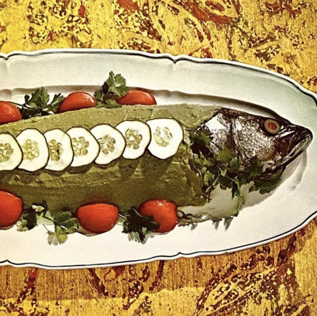 Poisson poché à froid avec sauce à l’avocat 1970