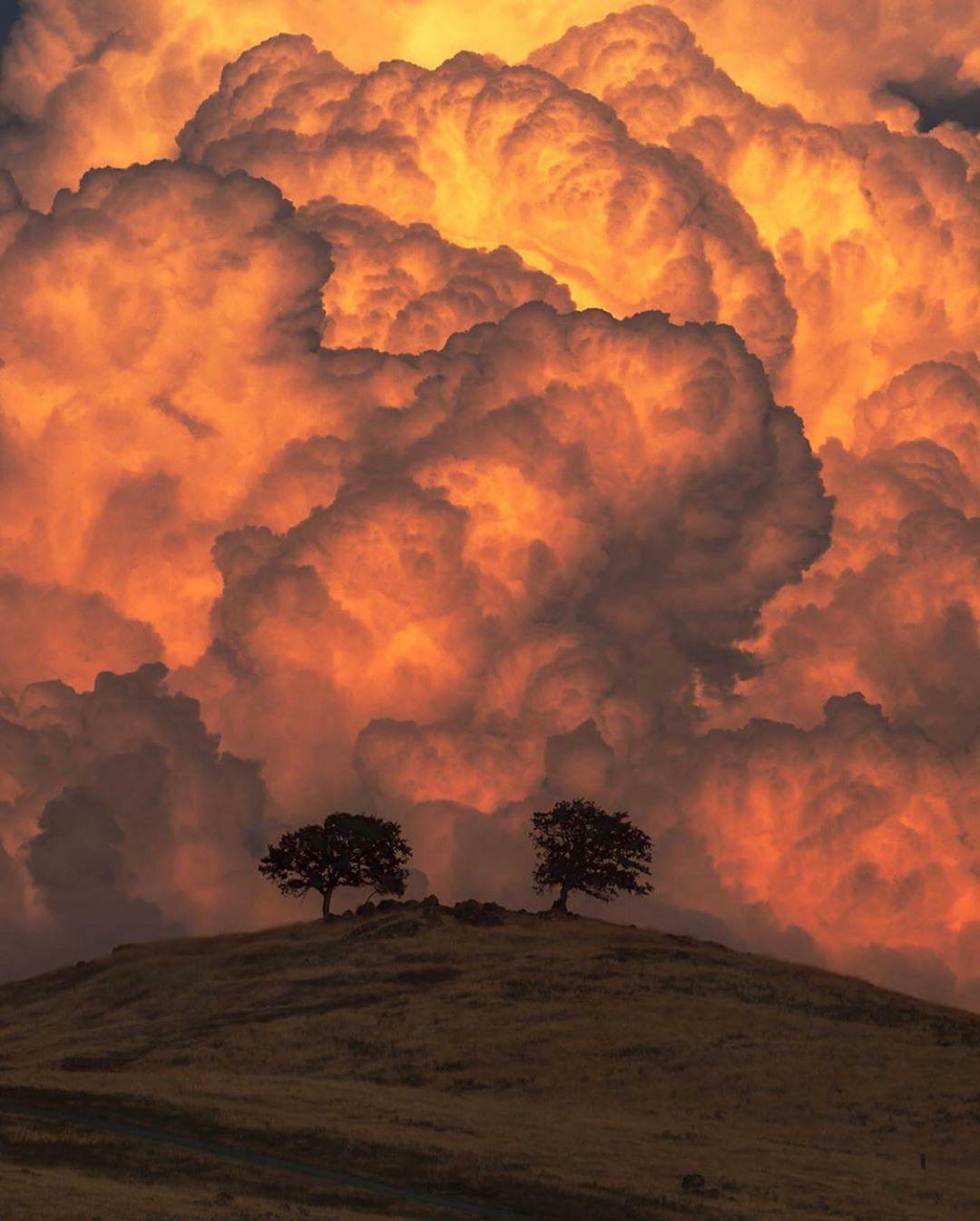 L’effet le plus spectaculaire mais le plus étrange a été produit par des nuages de tonnerre en forme de tour qui ont été photographiés lors d’un coucher de soleil.