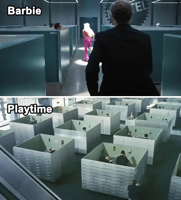 Lorsque nous voyons où Aaron Dinkins et les stagiaires travaillent chez Mattel, leur bureau est aménagé comme dans Playtime (1967), réalisé par Jacques Tati.