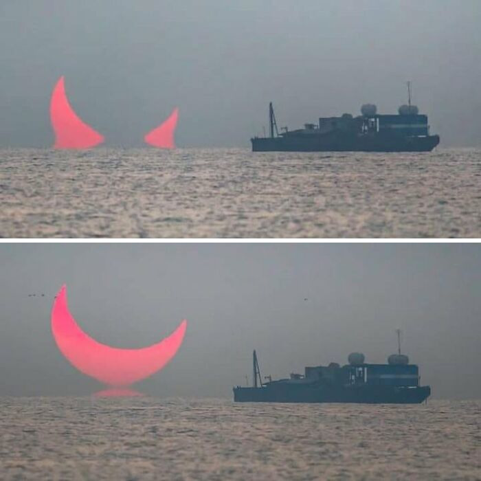 Le lever de soleil de l’éclipse partielle “Devils Horns” capturé au Qatar par Elias Chasiotis