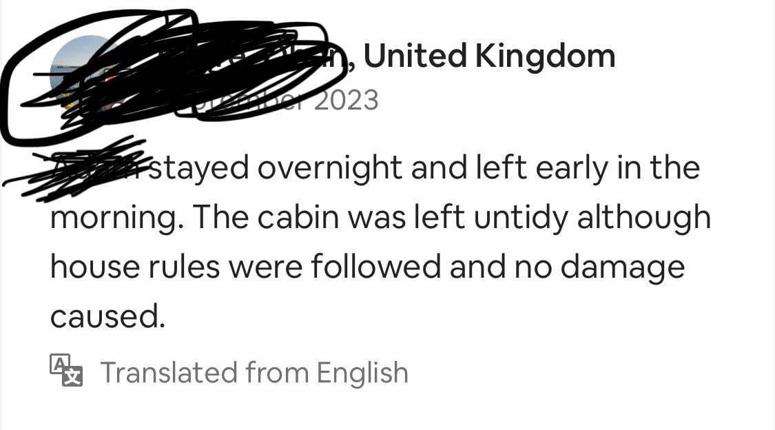 Airbnb a laissé une critique un peu minable à mon sujet.