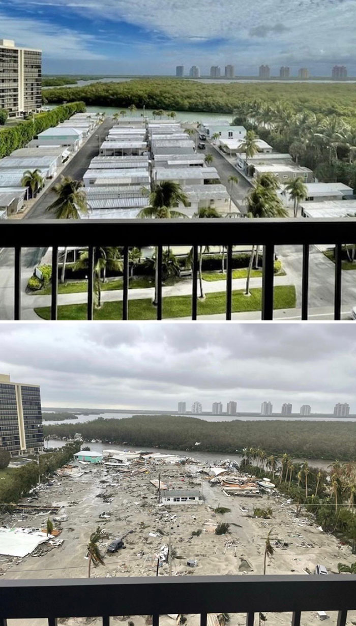 Avant et après l’ouragan Ian (Fort Myers, Floride)
